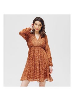 Patterned Voile Dress Auburn Print