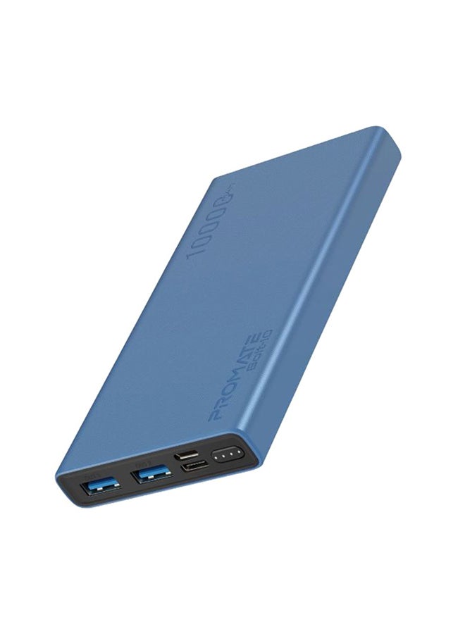 PROMATE - 10000 mAh 10000mAh Compact Smart Charging Power Bank with Dual USB Output Blue - Image 1