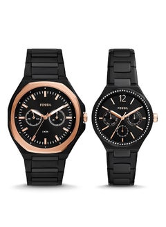 FOSSIL His And Her EVANSTON Chronograph Stainless Steel Wrist Watch BQ2645 - 45mm- Black  - Image 1