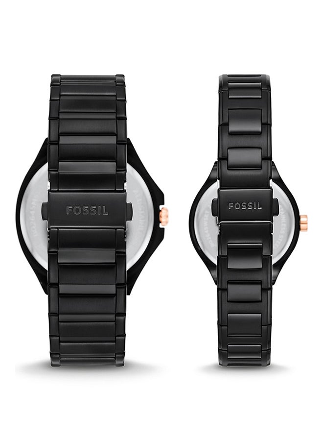 FOSSIL His And Her EVANSTON Chronograph Stainless Steel Wrist Watch BQ2645 - 45mm- Black  - Image 2