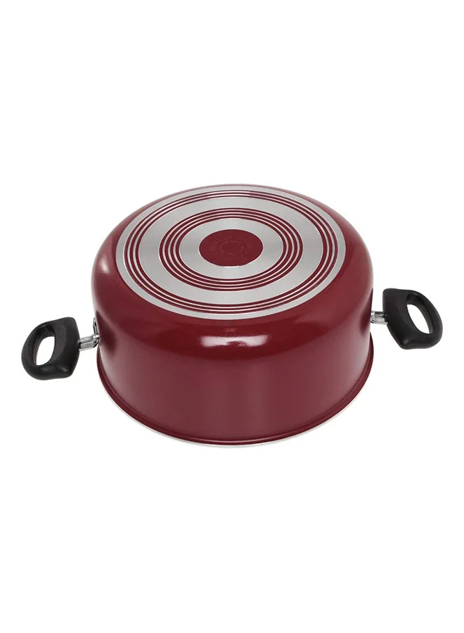 Prestige 9-Piece Aluminium Non-Stick Coating Durable Design Non-Slip Ergonomic Handle Kitchen Cookware Set Includes 1xMilk Pan 14 cm, 1xCasserole With Lid 20 cm, 1xCovered With Lid, 1xSkillet 24 cm, 1xWok 26 cm, 1xSolid Spoon And 1xSlotted Turner Red