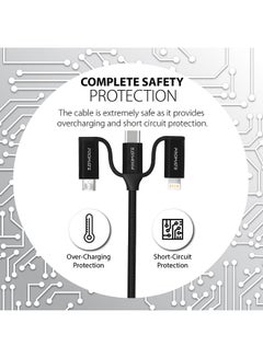 PROMATE 6-in-1 Hybrid Multi-Connector cable for Charging & Data Transfer 1.2M Black  - Image 2