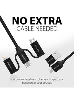 PROMATE 6-in-1 Hybrid Multi-Connector cable for Charging & Data Transfer 1.2M Black  - Image 4