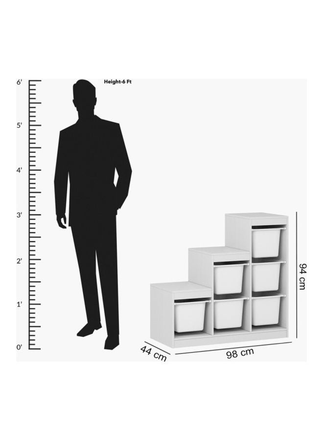 Home Box - Vanilla Storage Unit With 6 Drawers White 98 x 94cm - Image 1