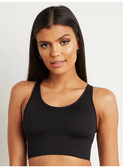 Closet By Styli Hook Closure Racerback Sports Bra Black