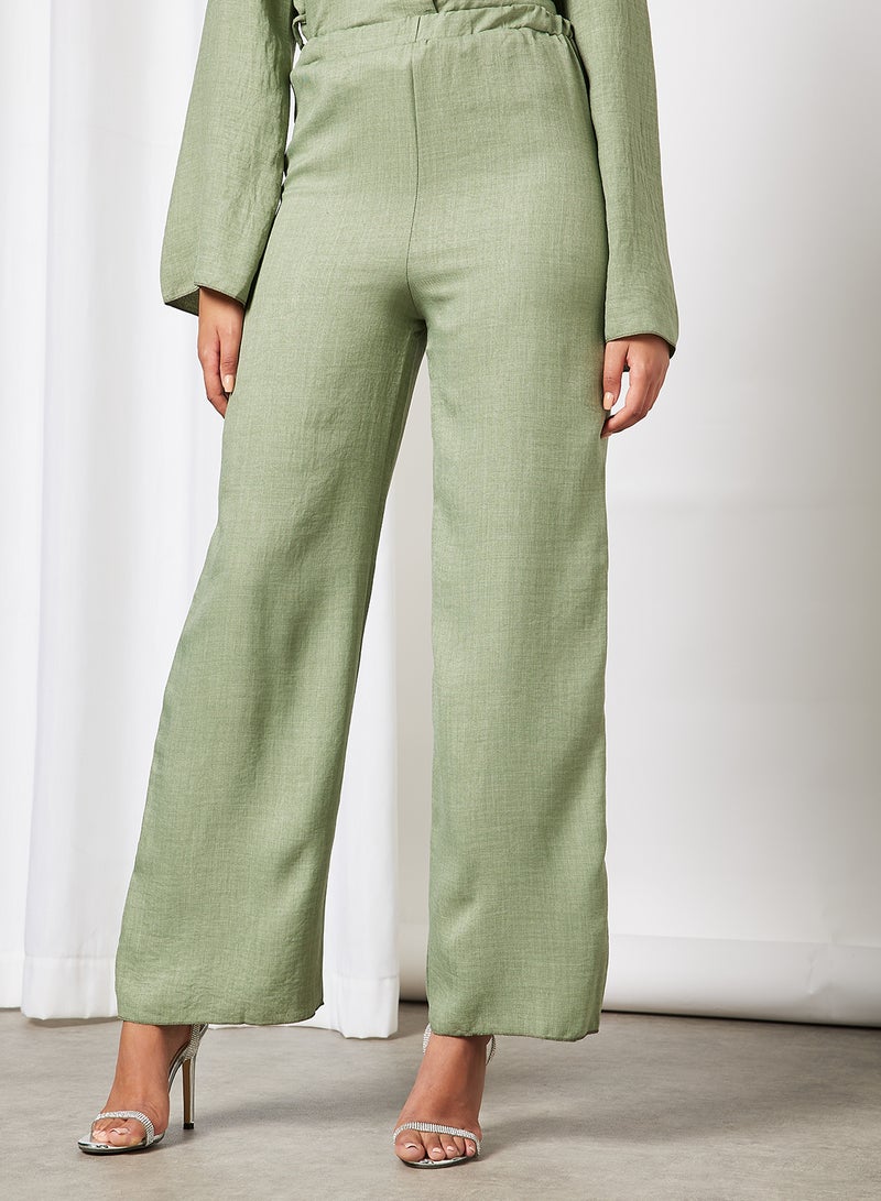 FEMME LUXE Belted Top and Wide-Leg Pants Set Sage  - Image 4