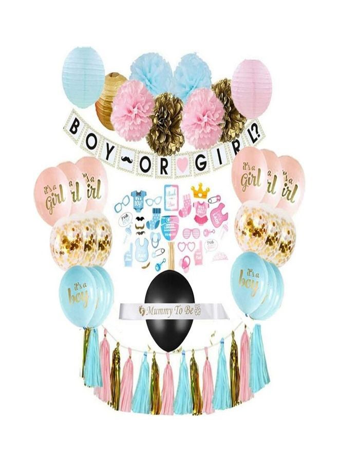 75-Pieces Reveal Party Supplies With Photo Props Premium Baby Shower Decorations Set 36inch - Image 1