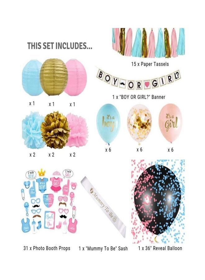 75-Pieces Reveal Party Supplies With Photo Props Premium Baby Shower Decorations Set 36inch - Image 2