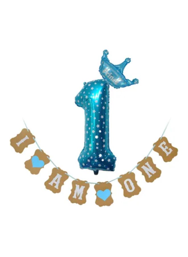 Birthday Party Number 1 Balloon With Banner Set  - Image 1