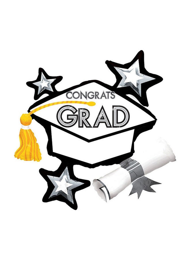 Anagram Congrats Grad White Cluster SuperShape Balloon Decorations Party Supplies