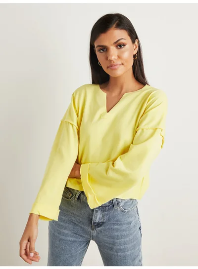 Closet By Styli Solid Crop Top Yellow