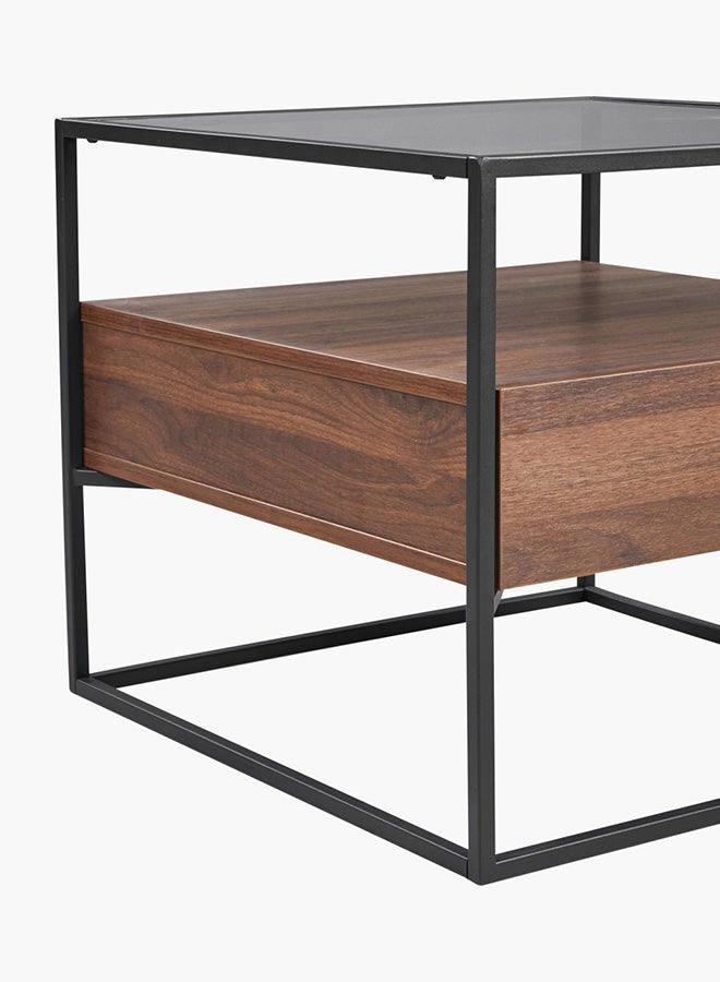 Home Box - Ruby End Table With Glass Top Brown/Black - Image 1