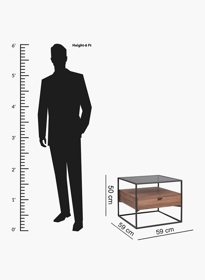 Home Box - Ruby End Table With Glass Top Brown/Black - Image 1
