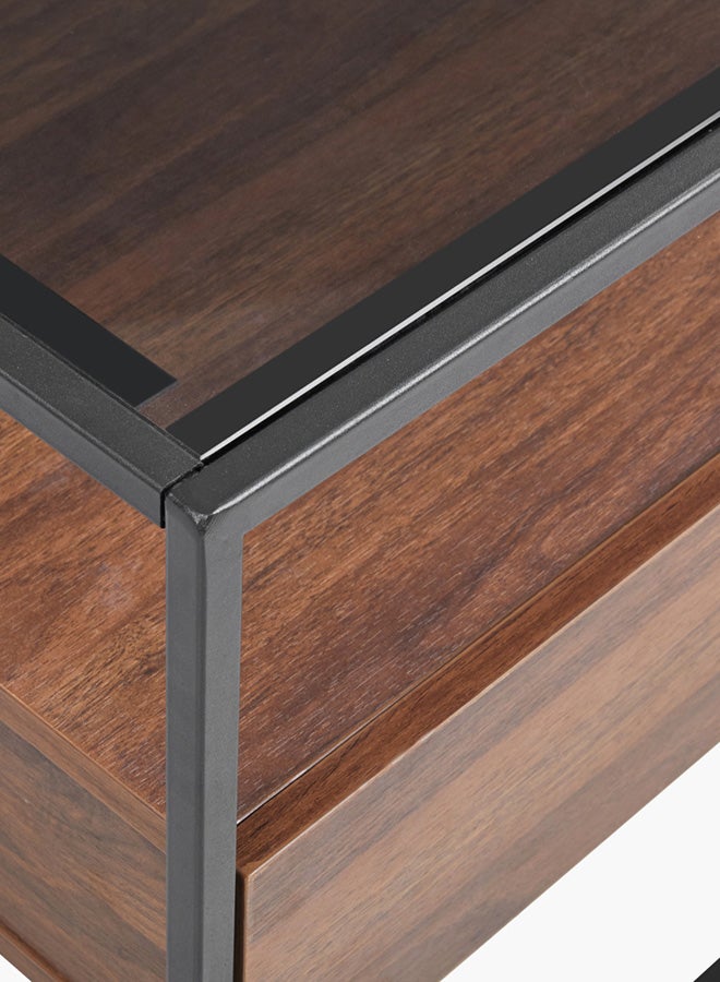Home Box - Ruby End Table With Glass Top Brown/Black - Image 1