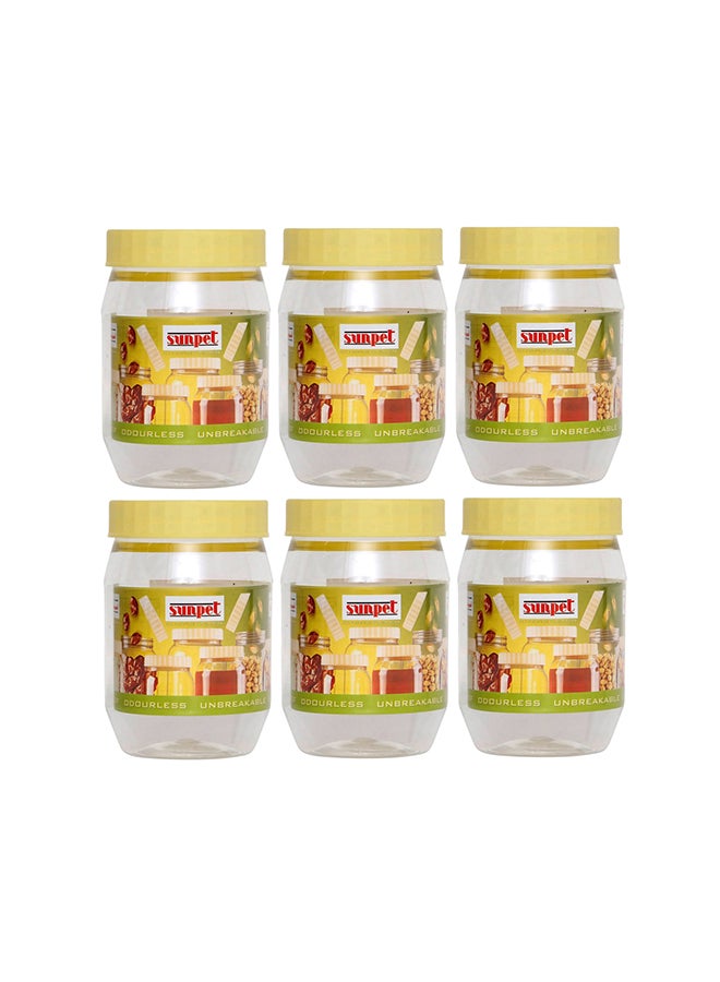 6-Piece Multipurpose Plastic Jar Container With Lid Set Clear/Yellow 300ml - v1643977117/N38581597A_1