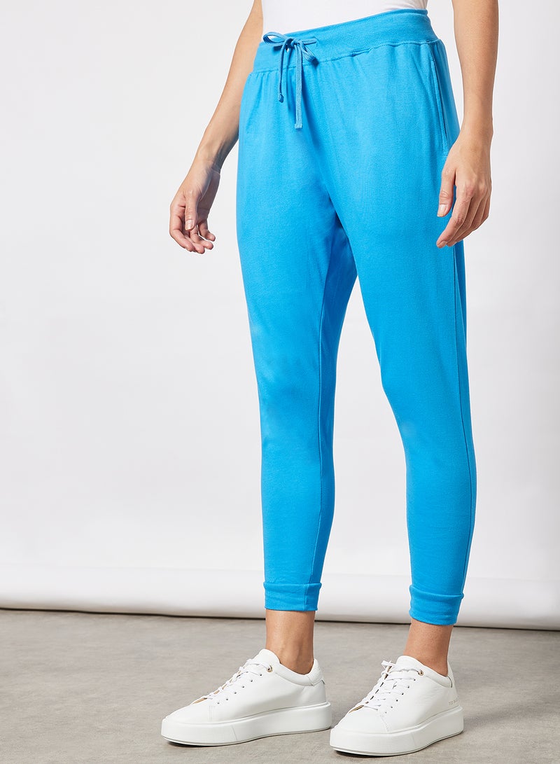 Noon East - Women Casual Comfortable Regular Fit Mid Rise Elasticated Waist Joggers with Ribbed Bottom Ibiza Blue - Image 1