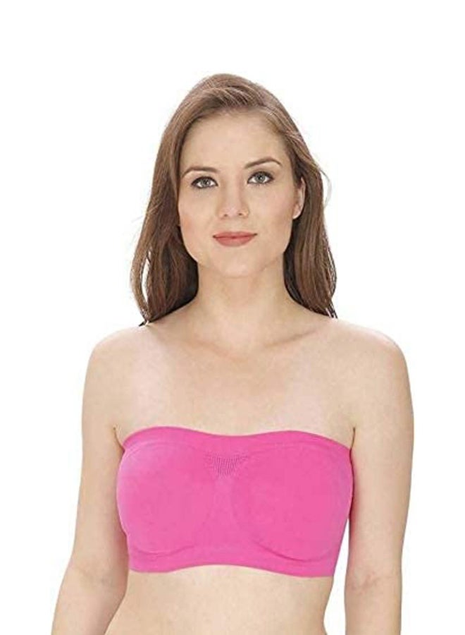Glamroot - Women's Non Padded Seamless Strapless Tube Bra Pink - Image 1