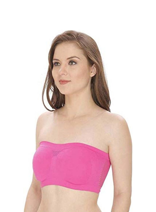 Glamroot - Women's Non Padded Seamless Strapless Tube Bra Pink - Image 1