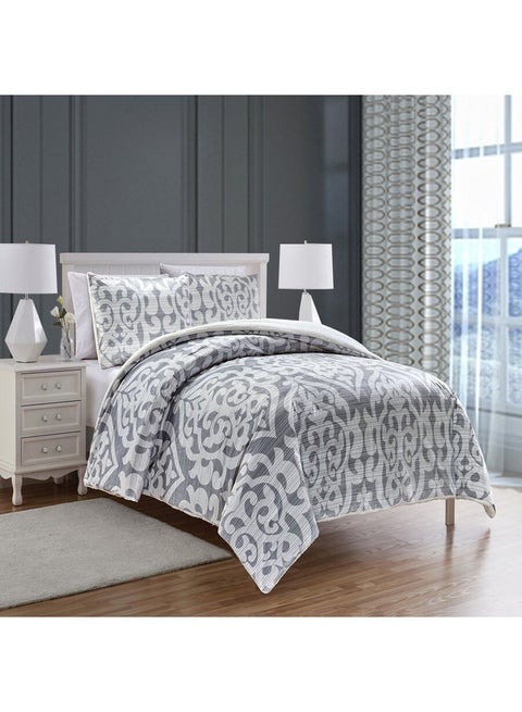 3-Piece Comforter Set Fur Light/Dark Grey 270x240cm