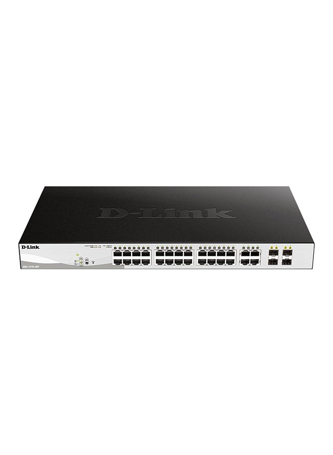 D-Link DGS-1210-28P 28-Port Gigabit Smart Managed PoE Switch, 24*10/100/1000BASE-T PoE ports, 4*Gigabit RJ45/SFP Combo ports, Extensive Management and Layer 2 Features, L2+ Static Routing | DGS-1210-28P Black - Image 1