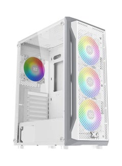 Gaming X Arctic Case, ATX Mid-Tower Computer Case (ATX, U3x1+U2x2, Metal FP & Left TG, 4PCS X20A Arctic Fan & LED Switch ARGB Fan PCB) White