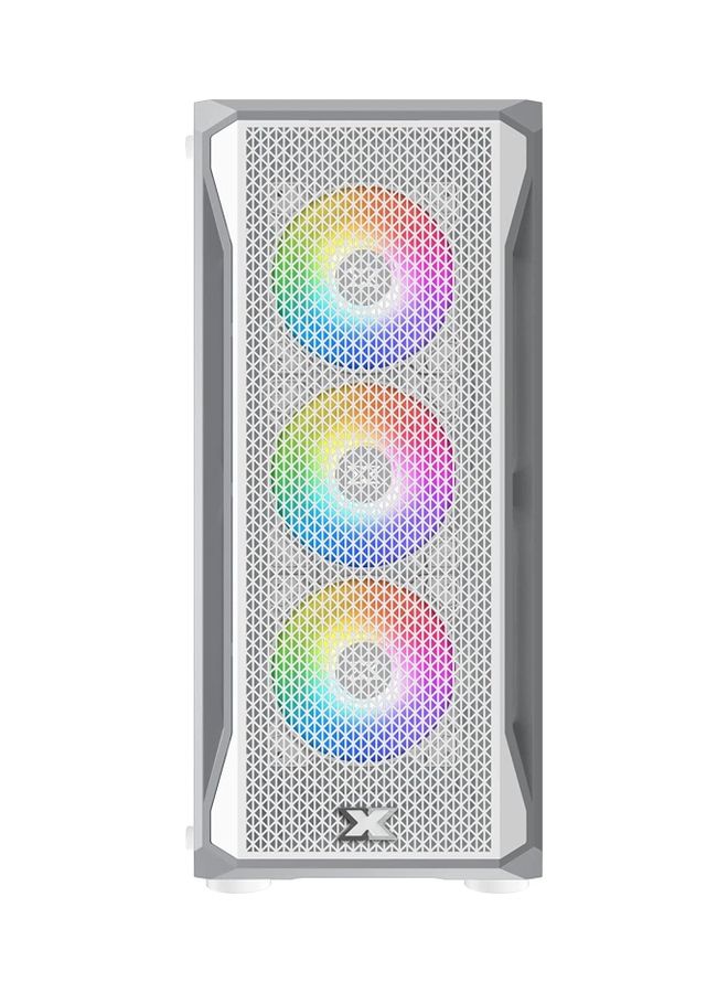 Xigmatek - Gaming X Arctic Case, ATX Mid-Tower Computer Case (ATX, U3x1+U2x2, Metal FP & Left TG, 4PCS X20A Arctic Fan & LED Switch ARGB Fan PCB) White - Image 1