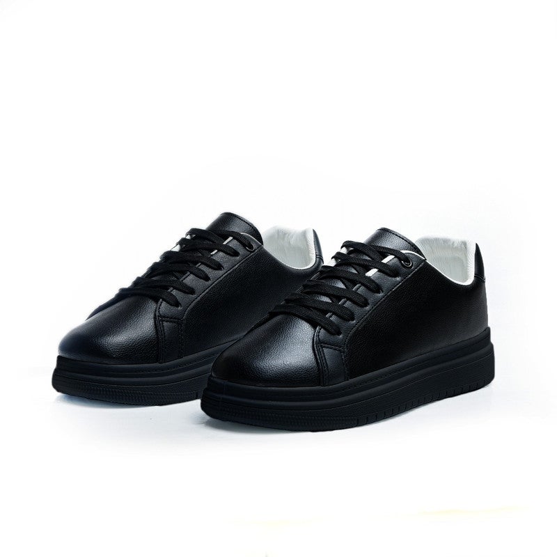 Desert Minimalist Lace Up  Flat Sneakers Black - Image 2