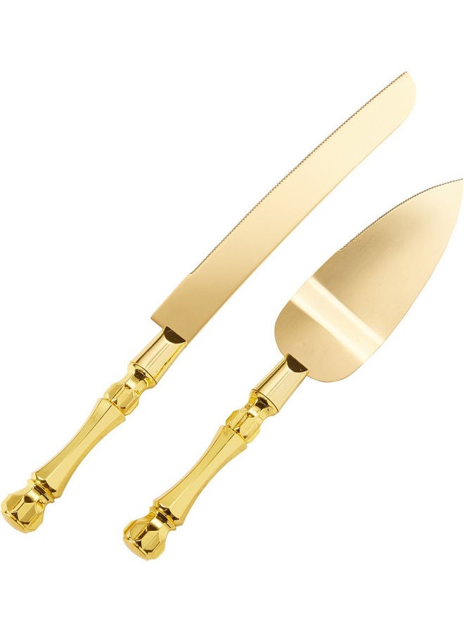Cake Knife And Cake Server Gold 15cm - Image 1
