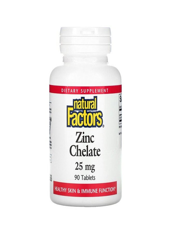 natural Factors Zinc Chelate 25mg Dietary Supplement - 90 Tablets - Image 1