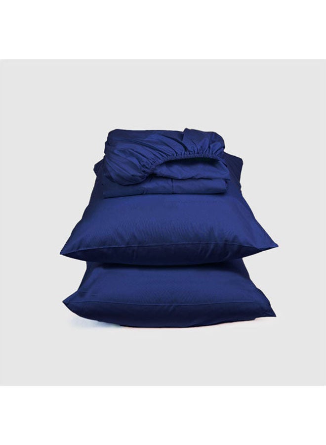 أريكا Sateen Fitted Sheet Set Cotton Navy 120 x 200cm 