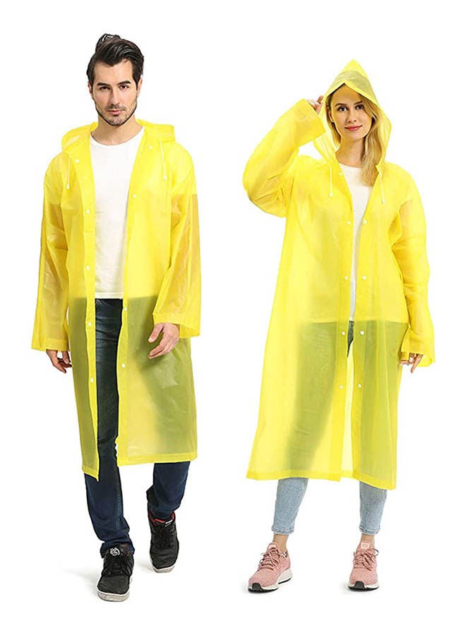 Opret 2 Pack Portable EVA Raincoats Reusable Rain Ponchos with Hoods and Sleeves Lightweight Raincoats Yellow 