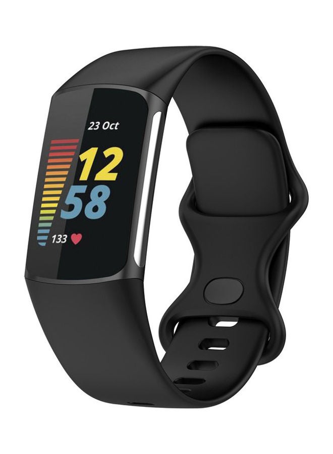 FITME Classic Silicone Band For Fitbit Charge 5 / Charge 6 Black  - Image 1