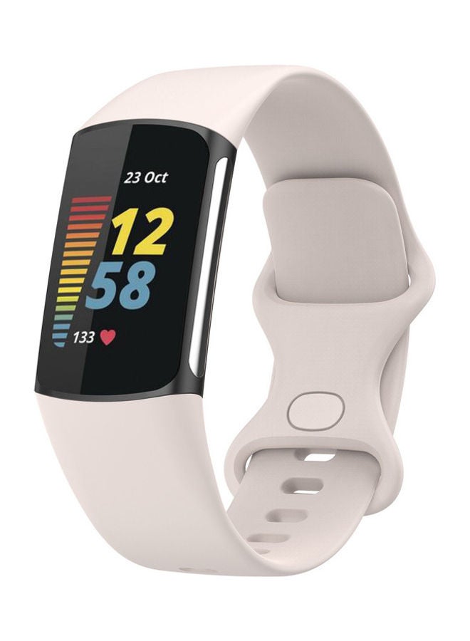 FITME Classic Silicone Band For Fitbit Charge 5 / Charge 6 Beige  - Image 1