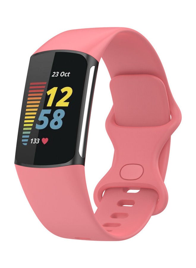 FITME Classic Silicone Band For Fitbit Charge 5 / Charge 6 Pink  - Image 1
