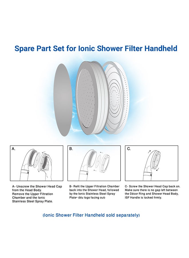 Spare Part Set For Ionic Shower Filter Handheld Silver 12x12x2.1cm - v1644213384/N13386200A_3