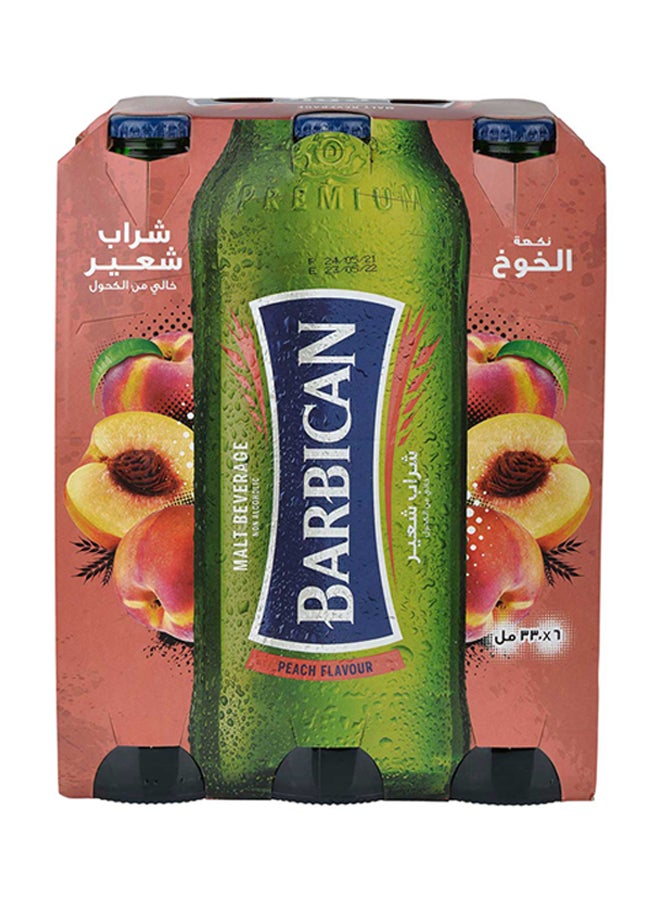باربيكان مشروب شعير خالٍ من الكحول بنكهة الخوخ في زجاجة غير قابلة لإعادة الاستعمال خوخ 330ملليلتر عبوة من 6 قطع - Image 2