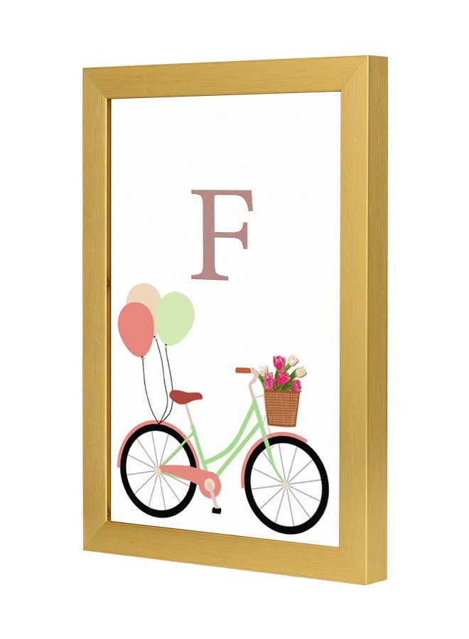 LOWHA F Letter Bike Balloons Printed Wall Art With Wooden Frame Multicolour 23x33cm  - Image 3