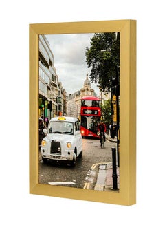 LOWHA White Vehicle Travelling On Road Printed Wall Art With Wooden Frame Multicolour 23x33cm  - Image 3
