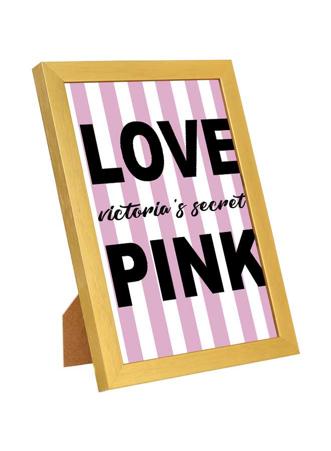 لوحة فن الجدران المطبوعة باللون الوردي مع إطار خشبي - Image 1