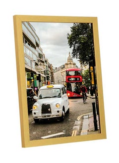 LOWHA White Vehicle Travelling On Road Printed Wall Art With Wooden Frame Multicolour 23x33cm  - Image 4