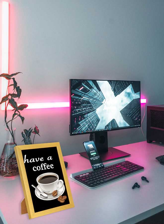 LOWHA Have A Coffee Printed Wall Art With Wooden Frame Multicolour 23x33cm - Image 2