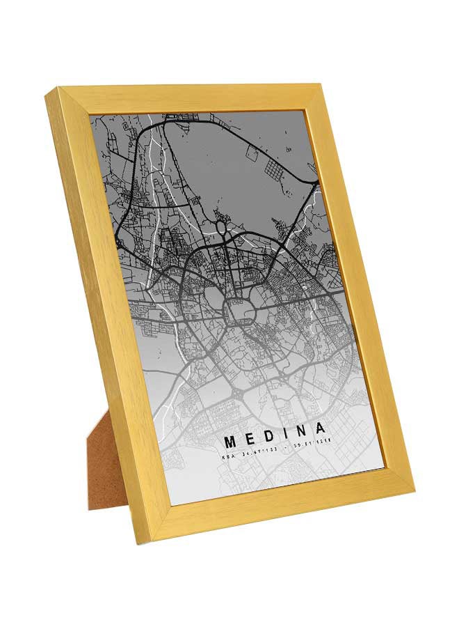 LOWHA Medina Map Black Printed Wall Art With Wooden Frame Black/White 23x33cm - Image 1