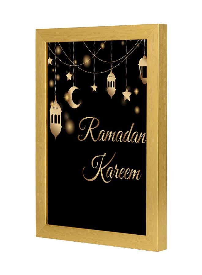لوحة فنية جدارية مطبوعة "رمضان كريم" بإطار خشبي أسود/ذهبي 23x33 سم - Image 3