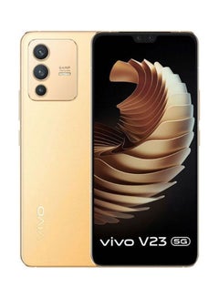 هاتف V23 ثنائي الشريحة بذاكرة رام 8 جيجابايت وذاكرة داخلية 128 جيجابايت ويدعم تقنية 5G بلونٍ ذهبي صن شاين