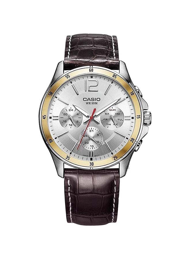 CASIO Men's Enticer Water Resistant Analog Watch MTP 1374L-7A - 44 mm - Brown - Image 1