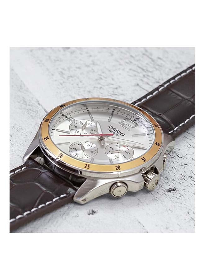 CASIO Men's Enticer Water Resistant Analog Watch MTP 1374L-7A - 44 mm - Brown - Image 3