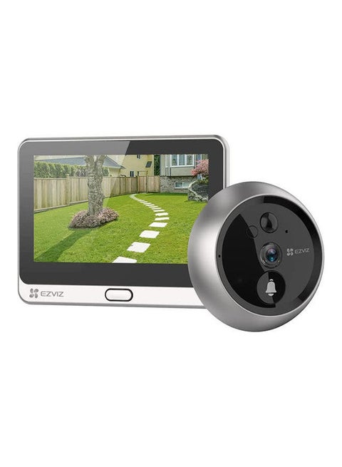 DP2C 1080p Video Door Viewer Peephole Camera, 4.3" Color Screen Display, Built in mic, Rechargable Battery, 2 Way Audio, PIR Motion Detection, Metal Housing, Cloud/SD, Silver | A0-6E2WPFBS