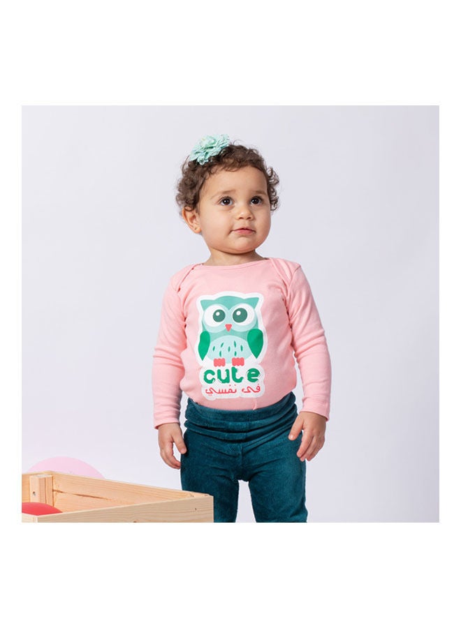 ناس تريندس Cute Fi Nafsi Long Sleeve Bodysuit Peach Melba