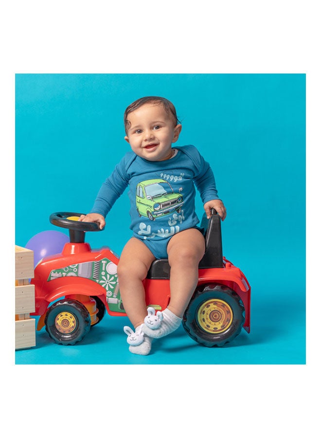 ناس تريندس Casual Printed Round Neck Long Sleeve Bodysuit Ocean Blue