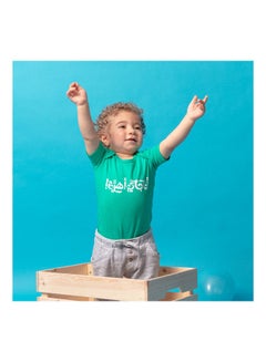 NAS Trends Casual Printed Round Neck Short Sleeve Bodysuit Green 